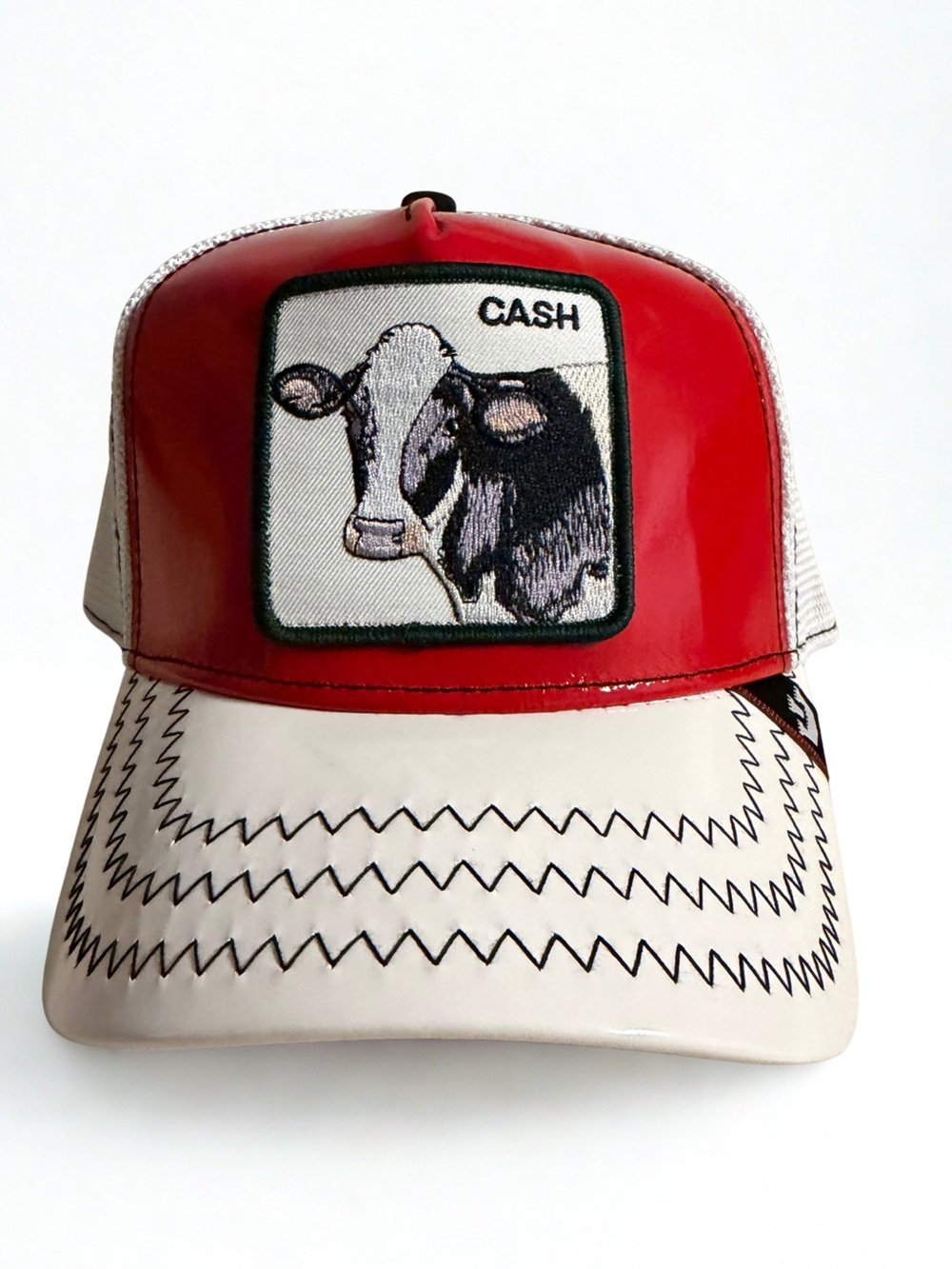 Goorin Bros Red and White Cash Cow Trucker Hat